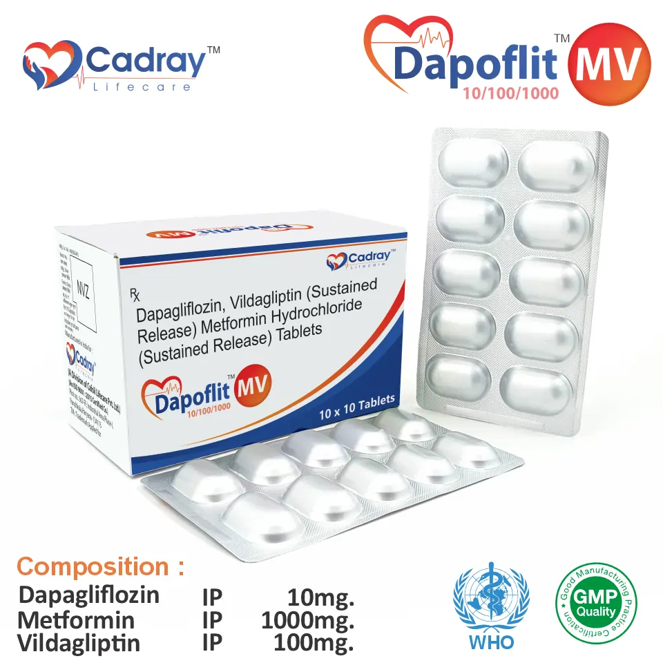 Dapagliflozin Metformin Vildagliptin Anti-Diabetic Tablet Packaging